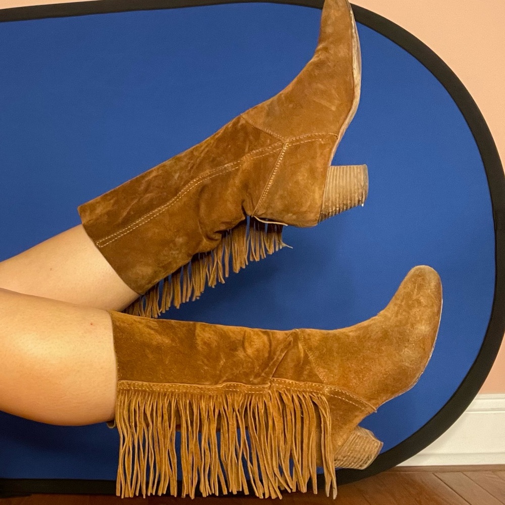 Vero Cuoio, brown Suede Fringe cowboy boots